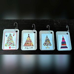 NEW Andy Warhol Handcrafted 4 Piece Ornament Set! ~Christmas Trees~